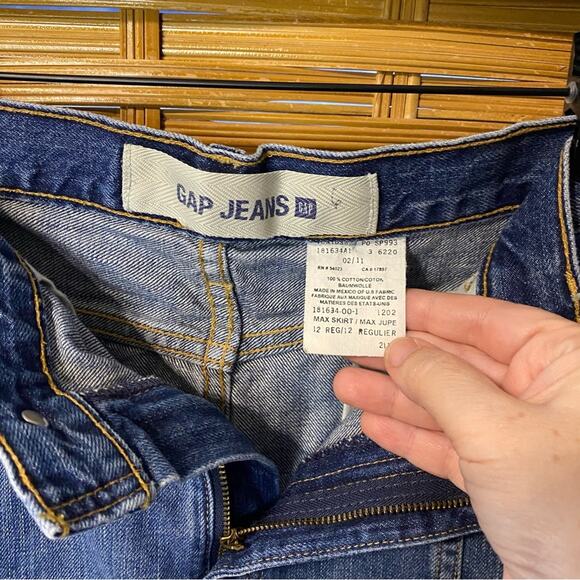 Vintage GAP Classic Blue Jean Skirt midi maxi bareback cotton flare modest 12 - Picture 6 of 8